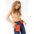 Saria Moda Cüzdan Detaylı Üç Bölmeli Askılı Mini Kadın Çanta - Turuncu