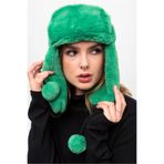 Saria Moda Kulaklıklı Ponpon Detay Peluş Kürk Kar Bere/sapka