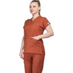 Sarıçiyil Tekstil V Yaka Kiremit Hastane Forması (Kadın Tek Üst) - XL