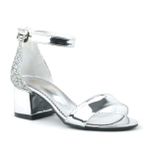 Sarıkaya Gümüş Aynalı Simli Kalın Topuklu Kız Çocuk Abiye Ayakkabı