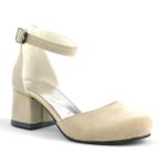 Sarıkaya Krem Süet Kalın Topuklu Kız Çocuk Topuklu Ayakkabı