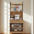 Sarıoğlu Mobilya Nordıc Wood Led’li Kahve Köşesi Ünitesi Mını | Kompakt Füme Cam Vitrin | Komple Mdf Modern Mutfak Dolabı - Kahverengi