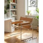 Sarıoğlu Mobilya Wassily Chair Metal Iskelet Taba Deri Berjer Koltuk – Modern & Ikonik Tasarım