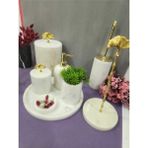 Sarıtaş Beyaz Mermer Banyo Seti 8 Li