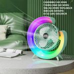 Şarjlı Bataryalı Vantilatör-Masaüstü Fan-3 Kademe Ayarı-7 Farklı Rgb Işık MODU-180C Ayarlanbilir - Mavi
