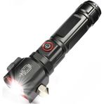 Şarjlı Çekiç El Feneri, Gerçek 2000 Lümen Güçlü Işık, Full Metal Gövde, Yan Işıklı, 8800 mAh Uzun Şarj Ömrü, Su Geçirmez Tasarım, Powerbank Özelliği ile Telefon Şarj, Uzun Menzilli Parlak El Feneri