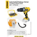 Şarjlı Darbeli Matkap 4'lü Set + Eldiven, Bits Uç, Kemer Klipsli Adaptör - Seçenek 1