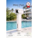 Şarjlı El Vantilatörü Dijital Göstergeli 5 Kademeli Turbo Mini Fan F46 Beyaz