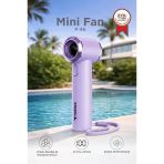 Şarjlı El Vantilatörü Dijital Göstergeli 5 Kademeli Turbo Mini Fan F46 Mor