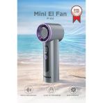 Şarjlı El Vantilatörü Dijital Göstergeli Taşınabilir Mini Fan F44 Gri
