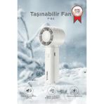 Şarjlı El Vantilatörü Fener Özellikli Taşınabilir Mini Fan F64 Beyaz
