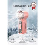 Şarjlı El Vantilatörü Fener Özellikli Taşınabilir Mini Fan F65 Pembe