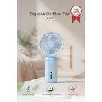 Şarjlı El Vantilatörü Masaüstü Stantlı 3 Kademeli Taşınabilir Mini Fan F57 Mavi