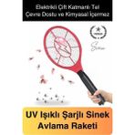 Şarjlı Elektrikli Sivrisinek Öldürücü Sinek Raketi UV Işıklı Haşere Böcek Öldüren Sineklik Aleti