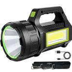 Şarjlı Güneş Panelli El Feneri, 30W Ultra Güçlü Led Işık, 7 Farklı Işık Modu, Yan Işıklı, Telefon Şarj Edebilir, Su Geçirmez Tasarım, Telefon Şarj Edebilir, 2 Km Uzun Menzilli Powerbank El Feneri