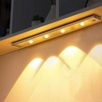 Şarjlı Hareket Sensörlü LED Şerit Çift Modlu Sensörlü Veya Sürekli Işık Yatak Odası Banyo Mutfak Çalışma Odası Aydınlatma Ayarlanabilir 3 Farklı Işık Rengi 60CM 4'lü Işık (BS-1999-05)