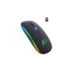 Şarjlı Kablosuz Mouse Sessiz 2.4 Ghz USB Wireless 800-1200-1600 Ayarlanabilir Dpi LED Işıklı Slient - Siyah