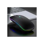 Şarjlı Kablosuz Sessiz Mouse Rgb Led Işıklı Ultra Slim Usb 2.4ghz Siyah Ledli 800/1200/1600dpi