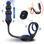 Şarjlı Kablosuz Uzaktan Kumandalı İleri Geri Hareketli Testis ve Penis Halkalı Anal Beads Perine ve Prostat Uyarıcı Vibratör, Prostate Massager Thrusting Anal Vibrator Plug, Anal Sex Toys For Men