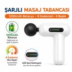 Şarjlı Masaj Tabancası 1200Mah Bataryalı 6 Kademeli 4 Başlıklı Kas Gevşetici Masaj Aleti