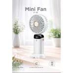 Şarjlı Masaüstü Vantilatör Dijital Göstergeli 90 Derece Katlanabilir Mini Fan F19