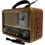 Şarjlı Nostalji Görünümlü Dijital Masa Saati Radio Bluetooth-Fm-Mp3 Fener Işıldak Açık Kahve - Açık Kahverengi
