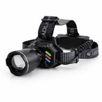 Şarjlı Profesyonel Led Kafa Lambası 25W 1800 Lümen Kamp Madenci Balıkçılık Zoomlu Baş Feneri
