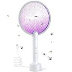 Şarjlı Sinek Öldürücü Raket, Yüksek Voltajlı Sinek, Haşere ve Böcek Öldürücü, 2 Farklı Kullanım Modu, 3 Katmanlı Güvenli Yapı, UV Işıklı Sinek Öldürücü, Ev Ofis Bahçe İçin Standlı Sivrisinek Kovucu
