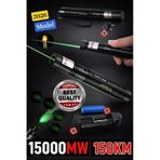Şarjlı Turbo Yeşil Lazer Pointer Kibrit Yakabilen 15000 Mv Güç 150km Green Laser Siyah