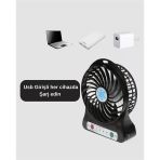 Şarjlı Usb Fan – Masaüstü Mini Vantilatör, Taşınabilir, Işıklı, 3 Kademeli, Sessiz Mir77212861