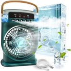 Şarjlı Vantilatör - 3 Kademe Ultra Güçlü Soğutucu Fan, 5 Seviye Buhar Üfleme, 600 ml Su Kapasitesi, Uzun Şarj Ömrü, 180 Derece Manevralı, Ev Ofis Kamp İçin Kablosuz Portatif Buharlı Vantilatör