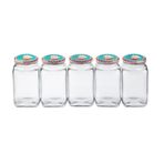 Sarkap 1000 ml 5'li Köşeli Kapaklı Cam Kavanoz