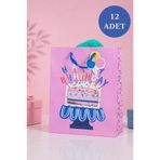 Sarkap 12'li 32x26x14 cm Özel Tasarım Pembe Pasta Model Karton Çanta