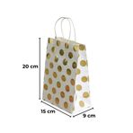 Sarkap 15x20x9 cm Sarı Puantiye Karton Kraft Kağıt Poşet Çanta