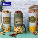 Sarkap 3'lü Büyük Boy Metal Erzak Saklama Kabı - İtalyan Model