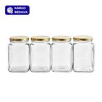 Sarkap 4'lü 1600 CC Gold Kapak Köşeli Kapaklı Cam Kavanoz