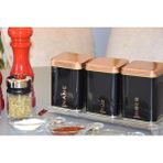 Sarkap 500 ml 3'lü Köşeli Siyah Metal Kutu Baharat Seti