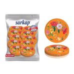 Sarkap 82 mm Turuncu Çiçek Desenler Hijyenik Paketli 10 Adet Kavanoz Kapağı
