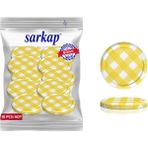 Sarkap Hijyenik Paketli 10 Adet Kavanoz Kapağı Mat Sarı Ekose 82 mm - Güvenilir Gıda Saklama Çözümü