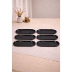 Sarkap Home 16x35 cm 6'lı Parlak Siyah Oval Sunumluk Metal Servis Tepsisi