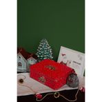 Sarkap Home 2,5 L Let It Snow Menteşeli Metal Saklama Kutusu - Kırmızı Araba - 217x165x70mm