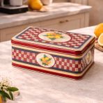 Sarkap Home 3,2 L Lemon Design Kırmızı Dekoratif Metal Saklama Kutusu 217x165x90mm