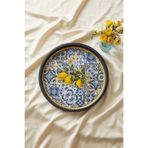 Sarkap Home 34 cm Limonlu Çini Desen Metal Tepsi