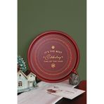 Sarkap Home 34 cm Yılbaşı Bordo Wishes Metal Tepsi