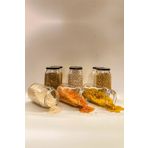 Sarkap Home 9'lu 1000 ml Mat Siyah Kapaklı Shrinkli Baharatlık Kavanoz