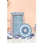 Sarkap Home Kapak Hediyeli 1600 ml Kare Kavanoz - Yeşil Çini Kapaklı