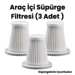 Şarlı Araç İçi Süpürge Hepa Filitresi 3 Adet Filitre Beyaz