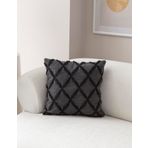 Sarmal Desenli Punch İşlemeli Keten Yastık Kılıfı, Dekoratif Kırlent Kılıfı 43 x 43 CM (Antrasit)