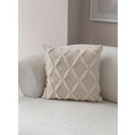 Sarmal Desenli Punch İşlemeli Keten Yastık Kılıfı, Dekoratif Kırlent Kılıfı 43 x 43 CM (Beyaz)