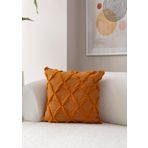 Sarmal Desenli Punch İşlemeli Keten Yastık Kılıfı, Dekoratif Kırlent Kılıfı 43 x 43 CM (Turuncu)